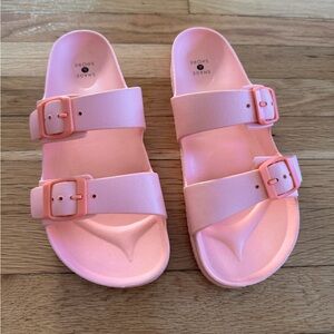 Shade & Shore Light Pink Salmon Pink 2 Buckle Rubber Style Sandals